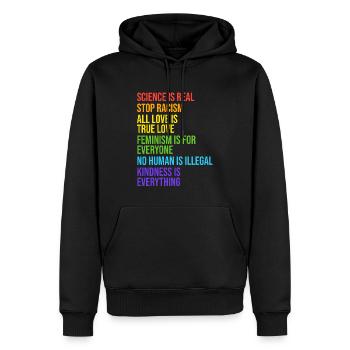 18 La science est un véritable arrêt du racisme - Sweat à capuche Premium bio Homme - noir - Devant - Nico (187cm)