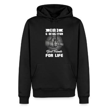 Père & Fille Père & Fille Cadeau de famille - Sweat à capuche Premium bio Homme - noir - Devant - Nico (187cm)