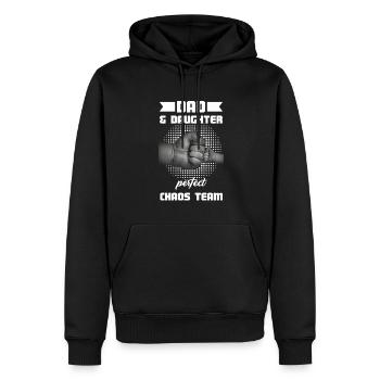 Père & Fille Père & Fille Cadeau de famille - Sweat à capuche Premium bio Homme - noir - Devant - Nico (187cm)