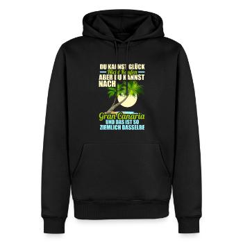 Gran Canaria Sehnsucht Kanaren Spanien - Männer Premium Bio Hoodie - Schwarz - Vorne - Nico (187cm)