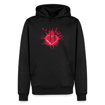 Farbklecks Herz Unendlich - Männer Premium Bio Hoodie - Schwarz - Vorne - Nico (187cm)