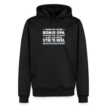 Bonus Opa Stiefenkel Stiefopa Geschenk - Männer Premium Bio Hoodie - Schwarz - Vorne - Nico (187cm)