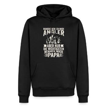 Angler Vater Sohn nennen mich Papa angeln - Männer Premium Bio Hoodie - Schwarz - Vorne - Nico (187cm)