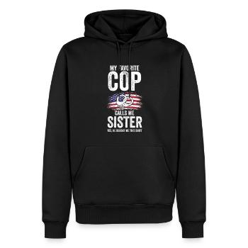 Cop Sister Brother Cop Sister Family Geschenk - Männer Premium Bio Hoodie - Schwarz - Vorne - Nico (187cm)
