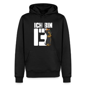 13.Geburtstag Dackel Hund Geschenk - Männer Premium Bio Hoodie - Schwarz - Vorne - Nico (187cm)