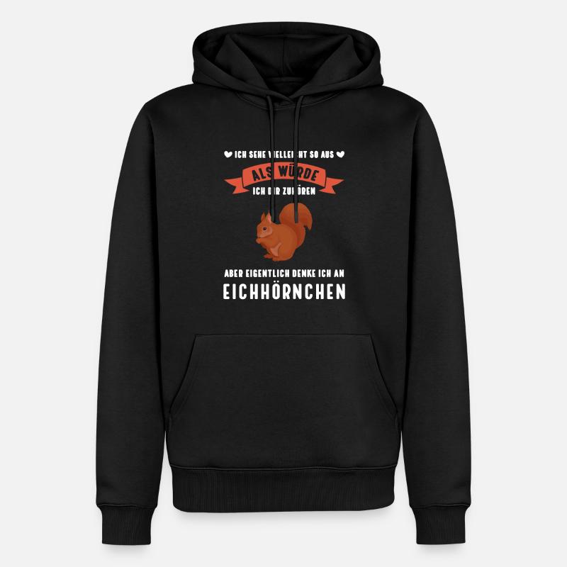 Eichhörnchen Tier Haselnüsse Geschenk - Männer Premium Bio Hoodie - Schwarz