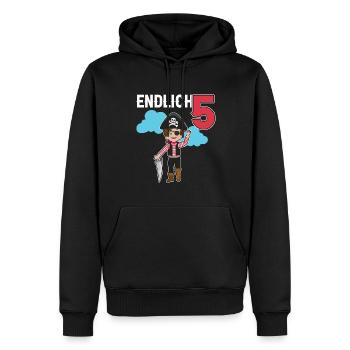 5.Geburtstag Pirat Piraten Geschenk - Männer Premium Bio Hoodie - Schwarz - Vorne - Nico (187cm)