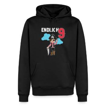 9.Geburtstag Pirat Piraten Geschenk - Männer Premium Bio Hoodie - Schwarz - Vorne - Nico (187cm)