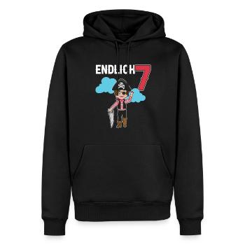 7.Geburtstag Pirat Piraten Geschenk - Männer Premium Bio Hoodie - Schwarz - Vorne - Nico (187cm)