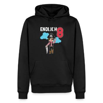 8.Geburtstag Pirat Piraten Geschenk - Männer Premium Bio Hoodie - Schwarz - Vorne - Nico (187cm)
