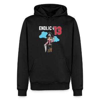 13.Geburtstag Pirat Piraten Geschenk - Männer Premium Bio Hoodie - Schwarz - Vorne - Nico (187cm)
