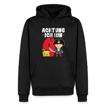 4.Geburtstag Pirat Piraten Party Geschenk - Männer Premium Bio Hoodie - Schwarz - Vorne - Nico (187cm)