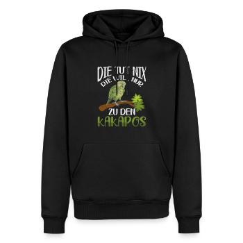 Die will nur zu den Kakapos Papagei - Männer Premium Bio Hoodie - Schwarz - Vorne - Nico (187cm)
