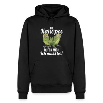 Die Kakapos rufen mich Papagei - Männer Premium Bio Hoodie - Schwarz - Vorne - Nico (187cm)