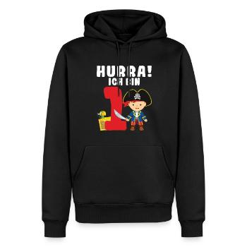 1.Geburtstag Pirat Piraten Geschenk - Männer Premium Bio Hoodie - Schwarz - Vorne - Nico (187cm)