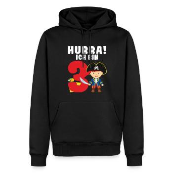 3.Geburtstag Pirat Piraten Geschenk - Männer Premium Bio Hoodie - Schwarz - Vorne - Nico (187cm)