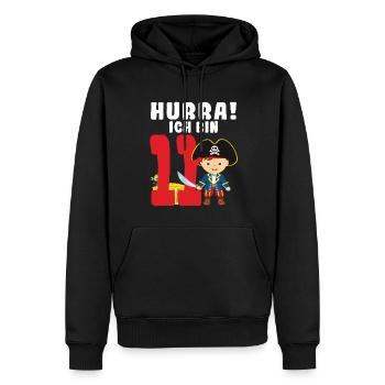 11.Geburtstag Pirat Piraten Geschenk - Männer Premium Bio Hoodie - Schwarz - Vorne - Nico (187cm)