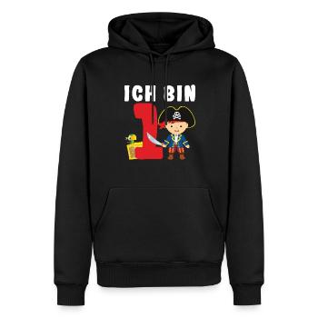 1.Geburtstag Pirat Piraten Geschenk - Männer Premium Bio Hoodie - Schwarz - Vorne - Nico (187cm)