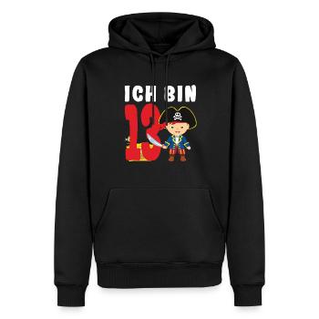 13.Geburtstag Pirat Piraten Geschenk - Männer Premium Bio Hoodie - Schwarz - Vorne - Nico (187cm)