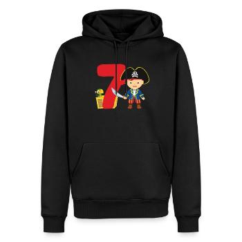7.Geburtstag Pirat Piraten Geschenk - Männer Premium Bio Hoodie - Schwarz - Vorne - Nico (187cm)