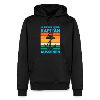 Kapitän Boot Bootfahrer Geschenk - Männer Premium Bio Hoodie - Schwarz - Vorne - Nico (187cm)