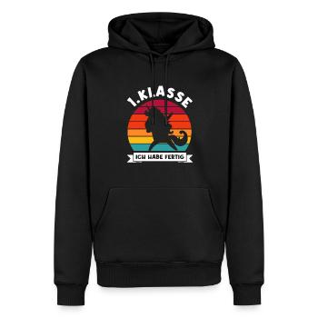 1.Klasse Einhorn 1.Klasse Abschluss Geschenk - Männer Premium Bio Hoodie - Schwarz - Vorne - Nico (187cm)
