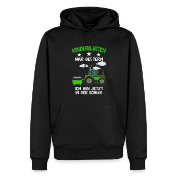 Schulkind Traktor Einschulung Geschenk - Männer Premium Bio Hoodie - Schwarz - Vorne - Nico (187cm)
