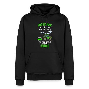 Schulkind Traktor Schulanfänger Geschenk - Männer Premium Bio Hoodie - Schwarz - Vorne - Nico (187cm)