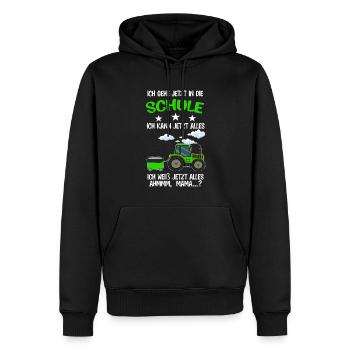 Schulkind Traktor Einschulung Geschenk - Männer Premium Bio Hoodie - Schwarz - Vorne - Nico (187cm)