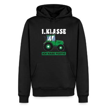 1.Klasse Traktor Schulanfänger Geschenk - Männer Premium Bio Hoodie - Schwarz - Vorne - Nico (187cm)