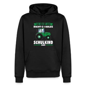 Schulkind Traktor Schulbeginn Geschenk - Männer Premium Bio Hoodie - Schwarz - Vorne - Nico (187cm)