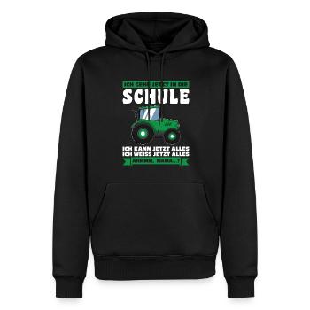 Schulkind Traktor Einschulung Geschenk - Männer Premium Bio Hoodie - Schwarz - Vorne - Nico (187cm)
