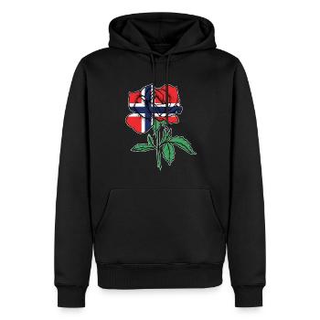 Flagge Rose norwegische Flagge norwegische Wurzeln - Männer Premium Bio Hoodie - Schwarz - Vorne - Nico (187cm)