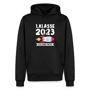 1.Klasse 2023 Rakete Erstklässler 2023 Geschenk - Männer Premium Bio Hoodie - Schwarz - Vorne - Nico (187cm)