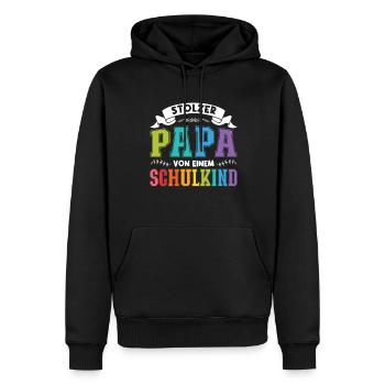 Papa Schulkind Schulanfänger Geschenk - Männer Premium Bio Hoodie - Schwarz - Vorne - Nico (187cm)