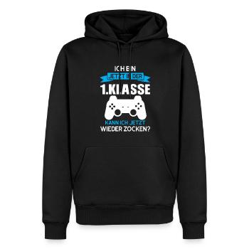 1.Klasse Gaming Schulanfänger Geschenk - Männer Premium Bio Hoodie - Schwarz - Vorne - Nico (187cm)
