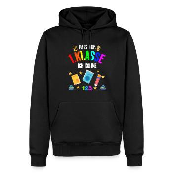 1.Klasse Schulanfang Schulanfänger Geschenk - Männer Premium Bio Hoodie - Schwarz - Vorne - Nico (187cm)