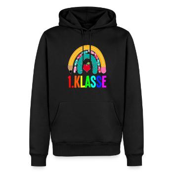 1.Klasse Regenbogen Schulanfänger Geschenk - Männer Premium Bio Hoodie - Schwarz - Vorne - Nico (187cm)