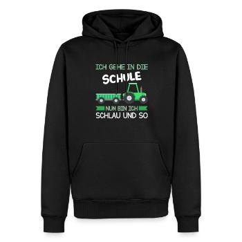Schulkind Traktor Einschulung Geschenk - Männer Premium Bio Hoodie - Schwarz - Vorne - Nico (187cm)