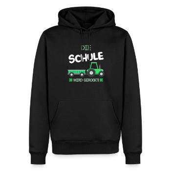 Schulkind Traktor Einschulung Geschenk - Männer Premium Bio Hoodie - Schwarz - Vorne - Nico (187cm)