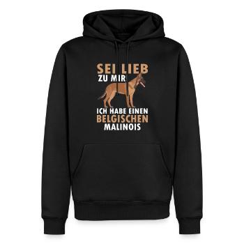 Belgischer Malinois sei lieb zu mir Schäferhund - Männer Premium Bio Hoodie - Schwarz - Vorne - Nico (187cm)