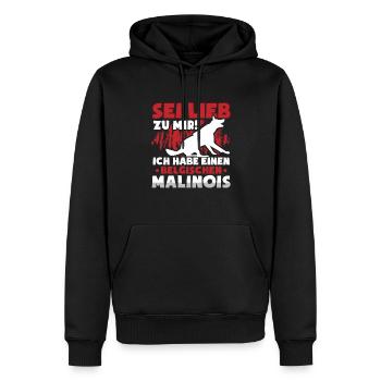 Belgischer Malinois sei lieb zu mir Schäferhund - Männer Premium Bio Hoodie - Schwarz - Vorne - Nico (187cm)