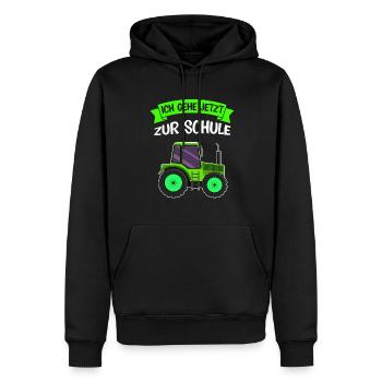 Schulkind Traktor Einschulung Geschenk - Männer Premium Bio Hoodie - Schwarz - Vorne - Nico (187cm)