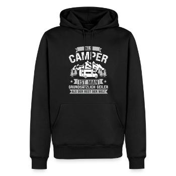 Campen camper Wanderung Geschenk - Männer Premium Bio Hoodie - Schwarz - Vorne - Nico (187cm)