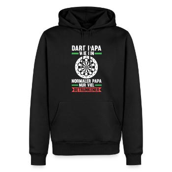 Dart Papa Dartspieler Geschenk - Männer Premium Bio Hoodie - Schwarz - Vorne - Nico (187cm)