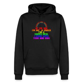 At My Age I'm Not A Snack, I'm A Happy Meal 4 - Men’s Premium Organic Hoodie - black - Front - Nico (187cm)