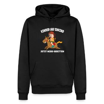 Kindergarten Reiterin Pferde Geschenk - Männer Premium Bio Hoodie - Schwarz - Vorne - Nico (187cm)