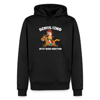 Schulkind Reiterin Pferde Geschenk - Männer Premium Bio Hoodie - Schwarz - Vorne - Nico (187cm)