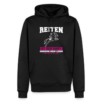 Reiten Mädchen Reiterhof Geschenk - Männer Premium Bio Hoodie - Schwarz - Vorne - Nico (187cm)