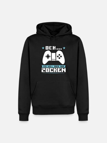 Gaming Zocken Zocker Geschenk - Männer Premium Bio Hoodie - Schwarz